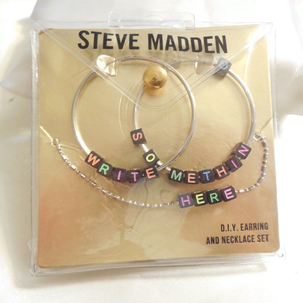 Steve Madden Interchangeable Letter Beads Hoop Earrings & Necklace